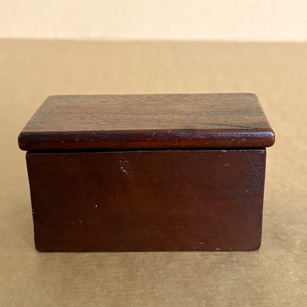 Vintage Miniature Dollhouse Mahogany Chest Antique Hinged Trunk 1/12 Scale